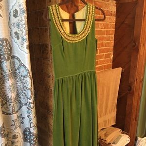 Vintage green velvet long dress